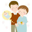 妊婦さんとパパと赤ちゃん A pregnant woman and a baby