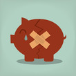 Piggy bank with plasters concept for financial crisis or economi