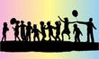 vector illustration of children silhouette