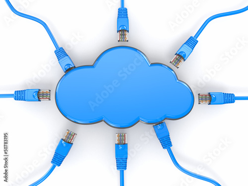 Illustration: Cloud computing concept. Rj-45 plugs on white background. Cloud computing concept. Rj-45 plugs on white background.