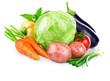 Foto: set fresh vegetables with green leaves set fresh vegetables with green leaves
