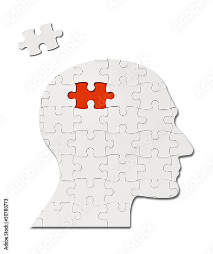 Photo: puzzle game solution head silhouette mind brain puzzle game solution head silhouette mind brain