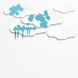 Vektor: Abstract background with paper clouds and spot paint Abstract background with paper clouds and spot paint