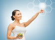 Woman With Salad And Virtual S...