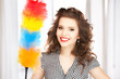 beautiful woman with cleaning sweep