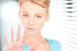 woman making stop gesture