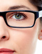 Woman eye  with eyeglasses.