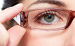 Woman eye  with eyeglasses.