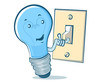 Light Bulb Character Flipping a Switch