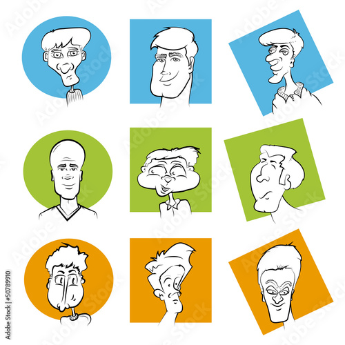 Vector: Set of Various Cartoon Character Faces/Vector Face Image Series Set of Various Cartoon Character Faces/Vector Face Image Series