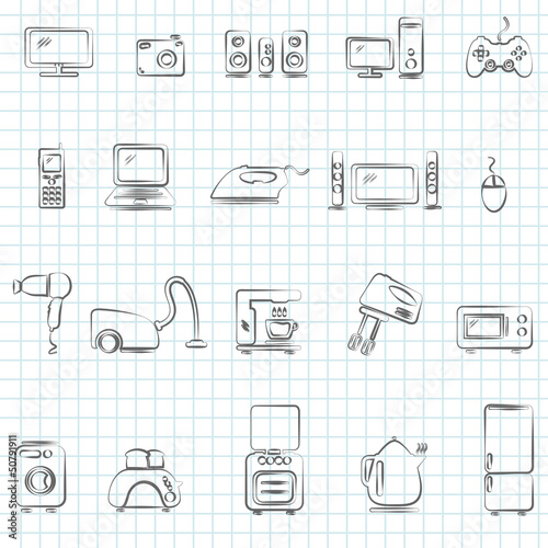 Vector: Home appliances. Drawing icons set Home appliances. Drawing icons set