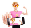 Funny macho guy taking a self portrait with smart phone