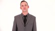 Young businessman making a negative gesture