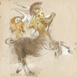 Greek myth and legends (Full sized drawing) - Centaur and Nymph