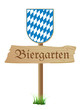 Schild Biergarten mit Bayernwappen