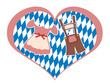 Herz mit Bayernraute, Dirndl und Lederhose