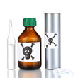 Deadly poison in bottles isolated on white