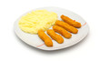 chicken fingers, mashed potatoes