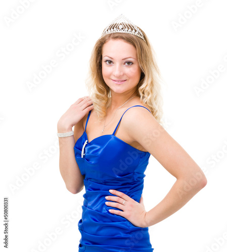 Photo: woman in a blue dress with diadem woman in a blue dress with diadem