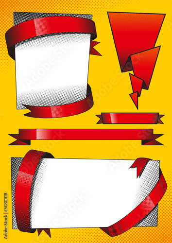 Vector: Design Elements with Red Ribbons Design Elements with Red Ribbons