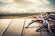 Iron horseshoe on a vintage background
