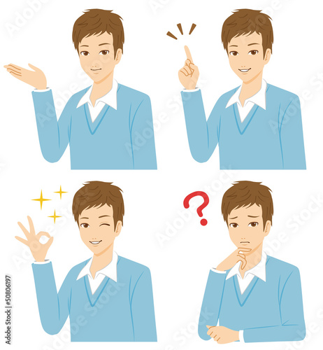 Vector: 男性 表情 男性 表情