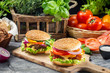 Photo: Two homemade burgers made from fresh vegetables Two homemade burgers made from fresh vegetables