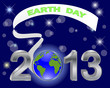 Earth Day. Silver 3-D 2013 with globe.