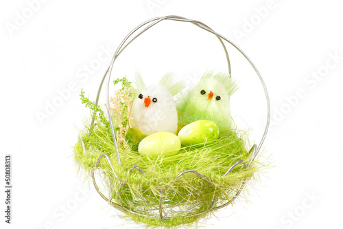 Photo: green easter decoration with birds green easter decoration with birds