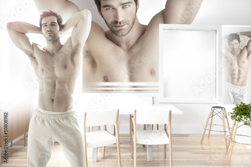 Photo: Sexy male model in modern interior Sexy male model in modern interior