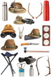 collection of hunting and outdoor equipment