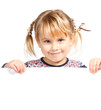 Girl holding banner