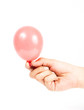 Hand holding colorful helium balloons isolated on white backgrou