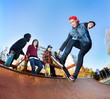 Skateboarder in skatepark