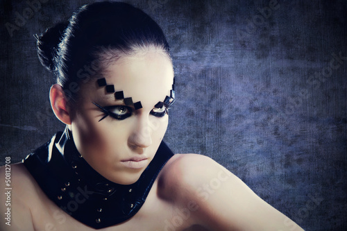 Photo: Black magic woman. Female stylish portrait. Black magic woman. Female stylish portrait.
