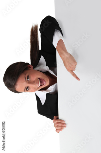 Photo: portrait of businesswoman upside down portrait of businesswoman upside down