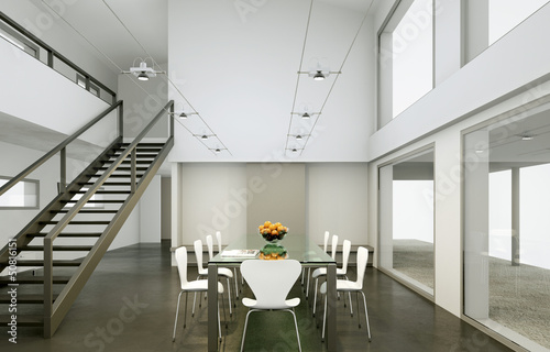 Illustration: modernes Esszimmer im Loft modernes Esszimmer im Loft