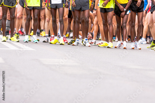 Photo: half marathon legs of runners at the start in Pardubice half marathon legs of runners at the start in Pardubice