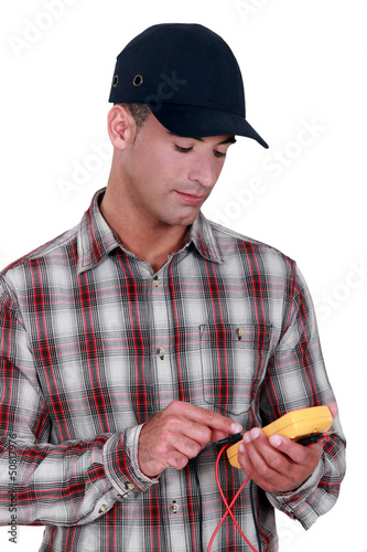Photo: Electrician wearing a cap Electrician wearing a cap