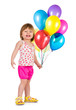 Little girl smiling with balloons.