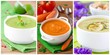 Collage of cream vegetable soup