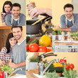 happy couple enjoying cooking