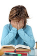 Photo: little boy tired of reading little boy tired of reading