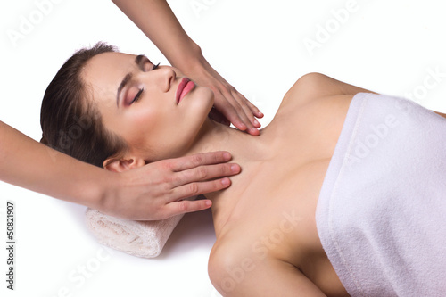 Photo: massage for neck young woman massage for neck young woman