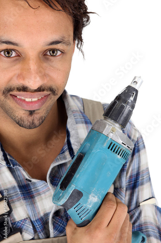 Photo: DIY fan stood with drill DIY fan stood with drill