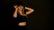 Young blonde model with hat during a shooting session
