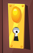 Eye Spying Behind Door Keyhole