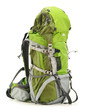 Large green touristic backpack isolated on white