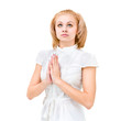 young caucasian woman praying