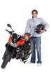 Motorcyclist with his motorbike